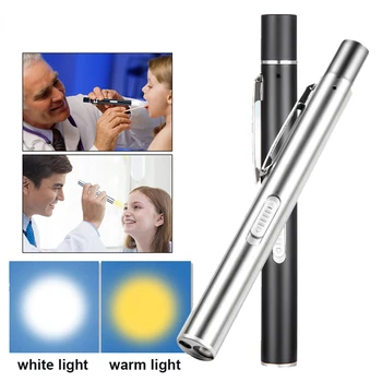 Мини медицински led фенерче USB зареждане осветление двоен източник на светлина, факел Преносим болнични грижи скоба за химикалки светлини грижи за стоматолог
