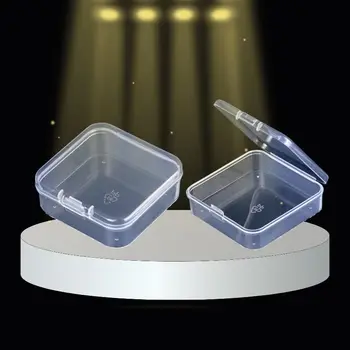 Мини пластмасова кутия squareBox Полупрозрачна Опаковъчна кутия кутия кутия за съхранение на прахоустойчив здрав контейнер за съхранение на бижута
