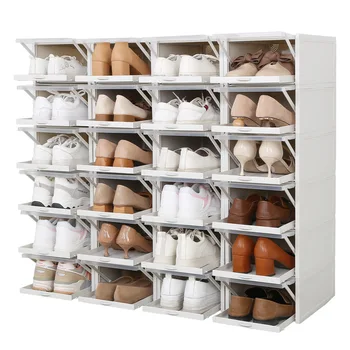Многофункционален рафтове за Органайзер за обувки Шкаф за обувки за бягане Пылезащитная полк Домашна пластмасова кутия антре Компактна стойка за съхранение на мебели