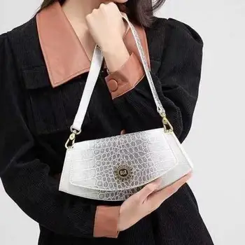 Модерен и минималистичная нова чанта с крокодиловым модел във формата на полумесец, персонални луксозна марка чанта през рамо за жени