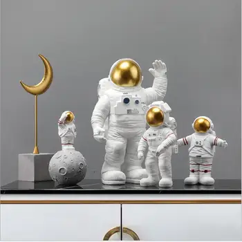 Модерна и креативна статуетка на астронавти от смола Аксесоари за всекидневна домашна Настолна скулптура занаяти Фигурки за Декорация на детска стая