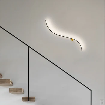 Модерни минималистичные стенни лампи, нощно шкафче за хол, спалня, вълна AC90V-260V, led черно-бялата лампа за помещения, осветление за стълбища