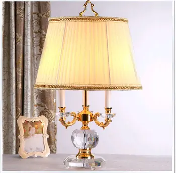 Модни луксозни и модерни 3 лампи, благородна луксозен кристален настолна лампа, модерен кристална настолна лампа 100% K9 клас A, кристална настолна лампа