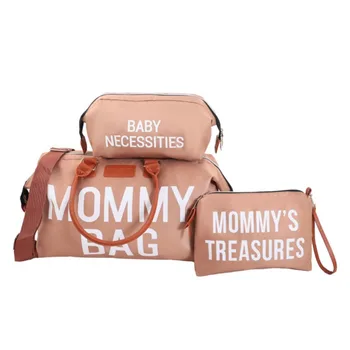 Модни найлонова чанта за памперси, дамски чанта за съхранение на майките с букви с голям капацитет, дамски градинска водоустойчива чанта за хранене на бебето