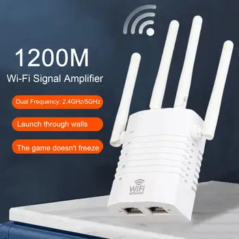 Мощен Двухчастотный Мрежата на Рутера 2,4 Ghz/5 Ghz, Безжичен Ретранслатор за Офис, Удължител обхвата на WiFi, Удължител на сигнала WiFi
