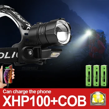 Мощен налобный фенер Супер ярки led светлини COB Телескопична USB акумулаторна налобный фенер за риболов на открито, на къмпинг, налобные светлини