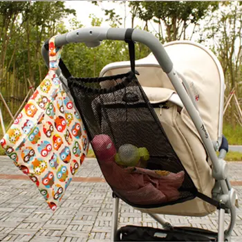 Мрежест джоб за детска количка Окото бутилка за съхранение на пелените Организатор на Притежателя чанти Голям размер висящи аксесоари за колички