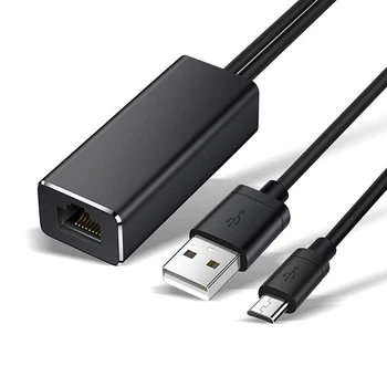 Мрежов Адаптер Micro USB към RJ45 Ethernet 100 Mbps с USB-Кабел за Захранване за Пожар TV Stick 2-ро ПОКОЛЕНИЕ Chromecast Ultra /2 /1