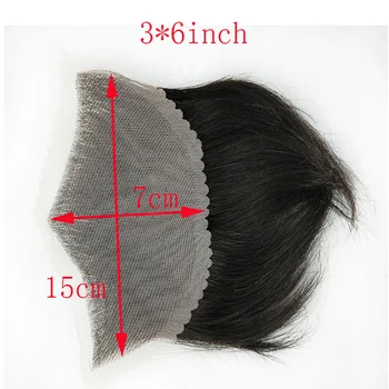 Мъжка Перука с Линията на Растеж на Косата, Завързана Отпред изкуствена коса За Покриване на Мъжки Системи замяна (3x6 инча), Мъжка Перука от Естествен Цвят 