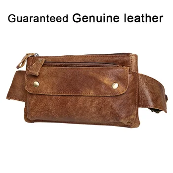 Мъжки поясная чанта от естествена кожа, богат на функции отличителни чанти от телешка кожа на рамото си за спорт на открито, поясная чанта с голям капацитет