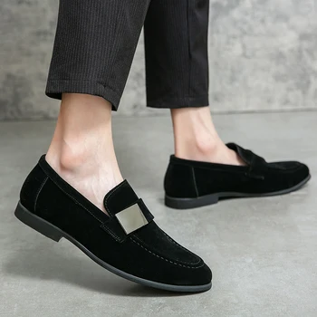 Мъжки сватбена мода висококачествено кадифе удобни мъжки официалната обувки на дебела подметка, марка мъжки обувки на плоска подметка