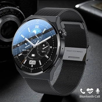 Мъжки смарт часовници LIGE за Android, iOS, умни часовници за фитнес с Bluetooth-разговори, ръчен часовник с 1,36-инчов HD екран с изплащането на NFC, черни