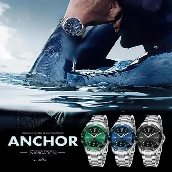Мъжките механични часовници, Автоматични водоустойчив ежедневни часовници със защита от надраскване, сапфир стъкло, каишка от неръждаема стомана, часовници, подарък за мъже