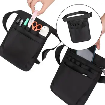 Найлонов колан-органайзер за медицински сестри, поясная чанта, поясная чанта, калъф за набиране на персонал за грижи за ножица, черен