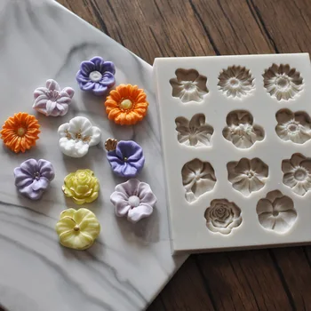 Направи си САМ Декорация Шоколад 3D Мухъл Инструменти Слънчоглед Роза Цветя Форма на Силиконовата Форма за Торта