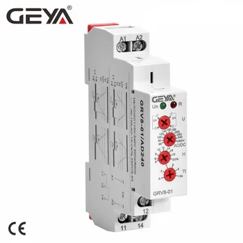 Напреженови GEYA DC12V Реле за защита от пренапрежение или понижаване на напрежение 220V 10A Реле за контрол на електрическо напрежение GRV8-01