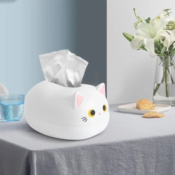 Настолна кутия за обяд от хартиени салфетки в стил хубава котка, кутия за салфетки, на хартиен контейнер, настолна баня, декорация на баня