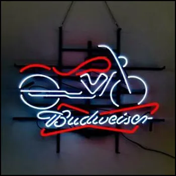 Неонова реклама на Budweiser Motor Неонови лампи Знак Стъклена тръба неонови светещи табели ръчно изработени Ту изкуство Реколта лампа Естетичен интериор на стаята