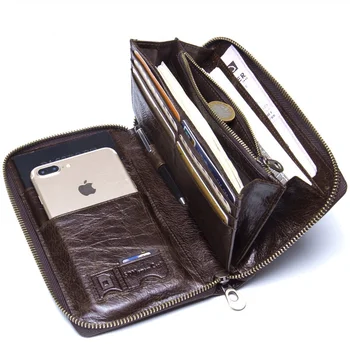 Нов мъжки бизнес портфейл от телешка кожа на първия слой, висококачествен и модерен клатч, чанта-клипса от естествена кожа, ежедневни удобни чанти