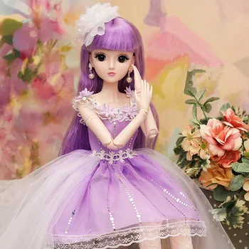 Нова 60-см кукла BJD, 18 ставите, движещ рокля на принцеса, куклен набор, 4D очите, мода 1/3, играчка за обличане на момичета, опаковъчна хартия аксесоари