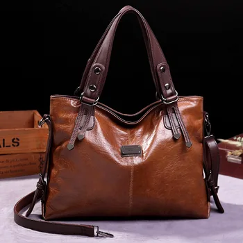 Нова мода ежедневна чанта-тоут, дамски чанти, дамски чанти на рамо от мека кожа, реколта чанта през рамо с голям капацитет за дамите