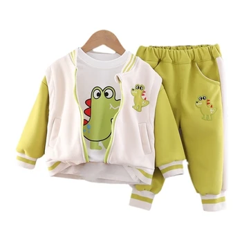 Новата есенна детски дрехи за момичета, детски дрехи, яке за момчета, тениска, панталони, 3 бр./компл., всекидневен костюм за деца, спортни костюми за бебета