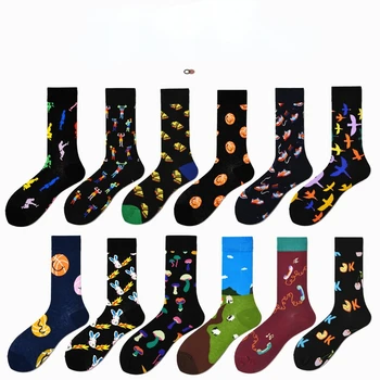 Нови чорапи мъжки чорапи със средна дължина на марката tide модерен мъжки чорапи чорапи за уличен скейтборд цветни чорапи с индивидуалността