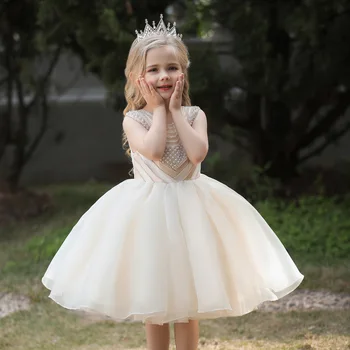 Ново детско рокля, пола-пакетче с перли, рокля на принцеса, рокли за момичета на рожден ден