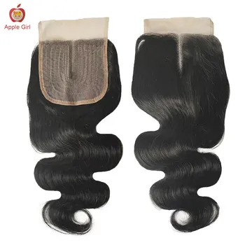 Обемна Вълнообразни Лейси Закопчалка С Т-Образна Част от От 8 до 20 См, Бразилски Коси, Средната Част е Завързана С Applegirl Реми Hair