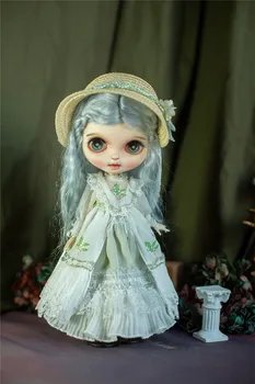 Облекло за кукли BJD подходящ за размера на Blythe, шифоновое светло зелено дълга рокля, 4 комплекта аксесоари за кукли