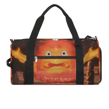 Огнен демон Кальцифер, спортна чанта, воющий движещ се замък, лаптоп, спортни чанти за обувки, чанта за плуване, чанта за фитнес за мъже