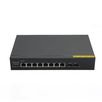 Одобрение Rohs Ce 8-портов оптичен gigabit ethernet unmanaged switch Poe с 1 пристанище на 1000 м възходяща линия на комуникация и 1 порт 1000 м Sfp