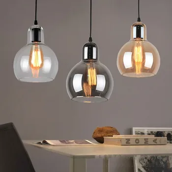 Окачен лампа от стъкло в скандинавски стил, модерна проста личност, креативна трапезария, ресторант, бар, тыквенная лампа, украса за спални