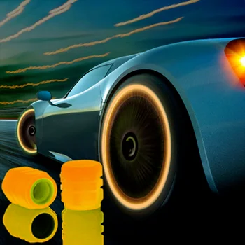 Оранжеви капачки за най-вентили за автомобилни гуми от ABS-пластмаса, светещи капачки за вентили за автомобилни гуми, капачки за вентили за автомобилни аксесоари