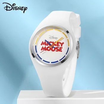 Оригинални детски кварцов часовник Disney с Мики Маус, сребрист водоустойчив силикон, унисекс, момче, момиче, студент, младеж