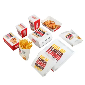 Отпечатани по поръчка на рециклирани хартиени кашони за пържени картофи на храна за вкъщи, опаковки за хамбургери за бързо приготвяне