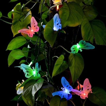 Пеперуда Слънчева Низ Лампа Открит Градина 12 LED Waterpoof Слънчева Пеперуда Лампа за Вътрешния Двор Корнизи Сватбена Палатка Вечерни Декор