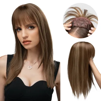 Перука за подмяна на главата на женската блок за коса 3D бретон за подмяна на косата, естественото покритие бял невидим взаимозаменяеми перука за коса