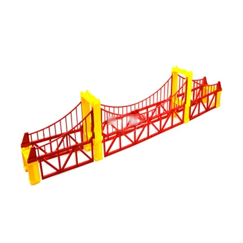 Подарък части за електрически влакове Пластмасов сцена с червен мост (двойна мост) Детски играчки D1035