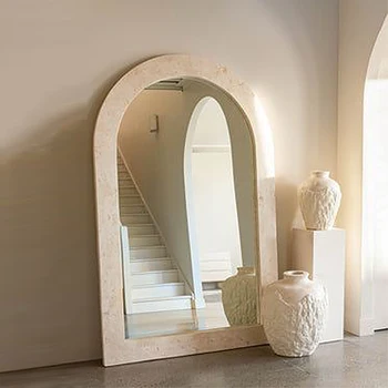 Полезно огледало в цял корпус, голям луксозно огледало в скандинавски европейски стил, минималистичное дърво, модерен естетичен декор Espejo Decorativo, интериор на стаята