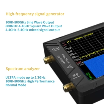 Портативен Анализатор на спектъра, Обновен Ръчно Честотен анализатор с честота от 100 khz до 5,3 Ghz MF/HF/VHF UHF Вход, Генератор на сигнали