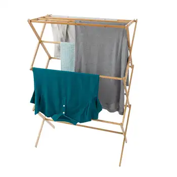 Преносима бамбук простор за дрехи - сгъваема и компактна за вътрешно / външно използване от Eloisa Home