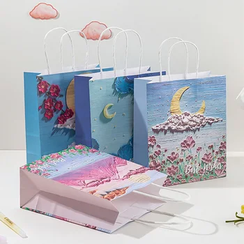 Преносима подарък чанта, плик за рисуване с маслени бои, опаковки за цветя, чанта за количка, чанта за съхранение на крафт хартия, чанта-тоут, аксесоари за сватбени партита