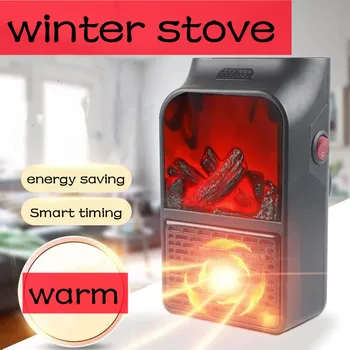 Преносими електрически сменяем нагревател с мощност 500 W, керамична печка, електрически нагревател за дома, вентилатор, термостат, камина, нагревател 2022