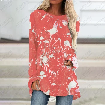 Пролетно-есенен дамски тениска голям размер с 3D принтом и дълъг ръкав, дамски Модни и Ежедневни Къса пола с леко шалче За момичета