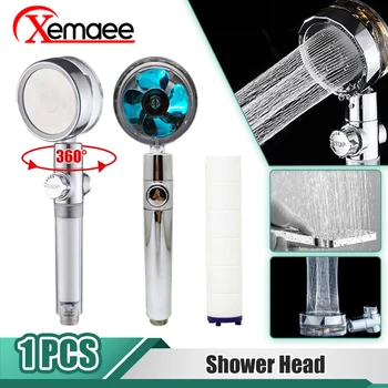Пропеллерная накрайник за душ, водосберегающий поток, въртящи се на 360 градуса с вентилатор, ABS, дъждовна един пулверизатор под налягане, аксесоари за баня