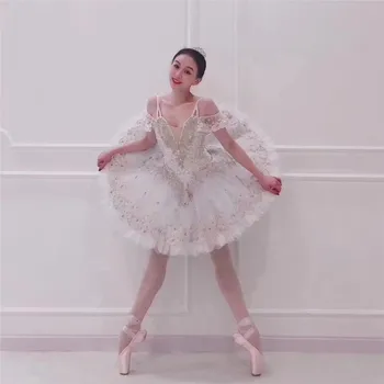 Професионална висококачествена 12-слойная дамски дрехи за възрастни, в балетната поличка на белия цвят