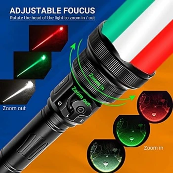 Професионални фенери Brinyte T28, акумулаторна лампа, мощен ловен фенерче led, бял, зелен, червен, тактически фенер