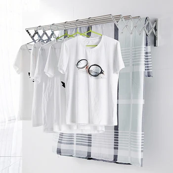 регулируема закачалка за дрехи 40 см/50 см Стенни закачалки от неръждаема стомана за дрехи Спестяване на пространство Сгъваем простор за дрехи