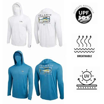Риза за пелагической риболов UPF 50 +, дрехи за риболов с качулка, мъжки маска за лице, hoody, солнцезащитная маска, Джърси, дишаща Camisa De Pesca